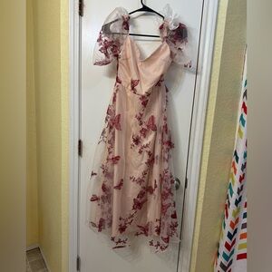 Double crazy off shoulder butterfly dress